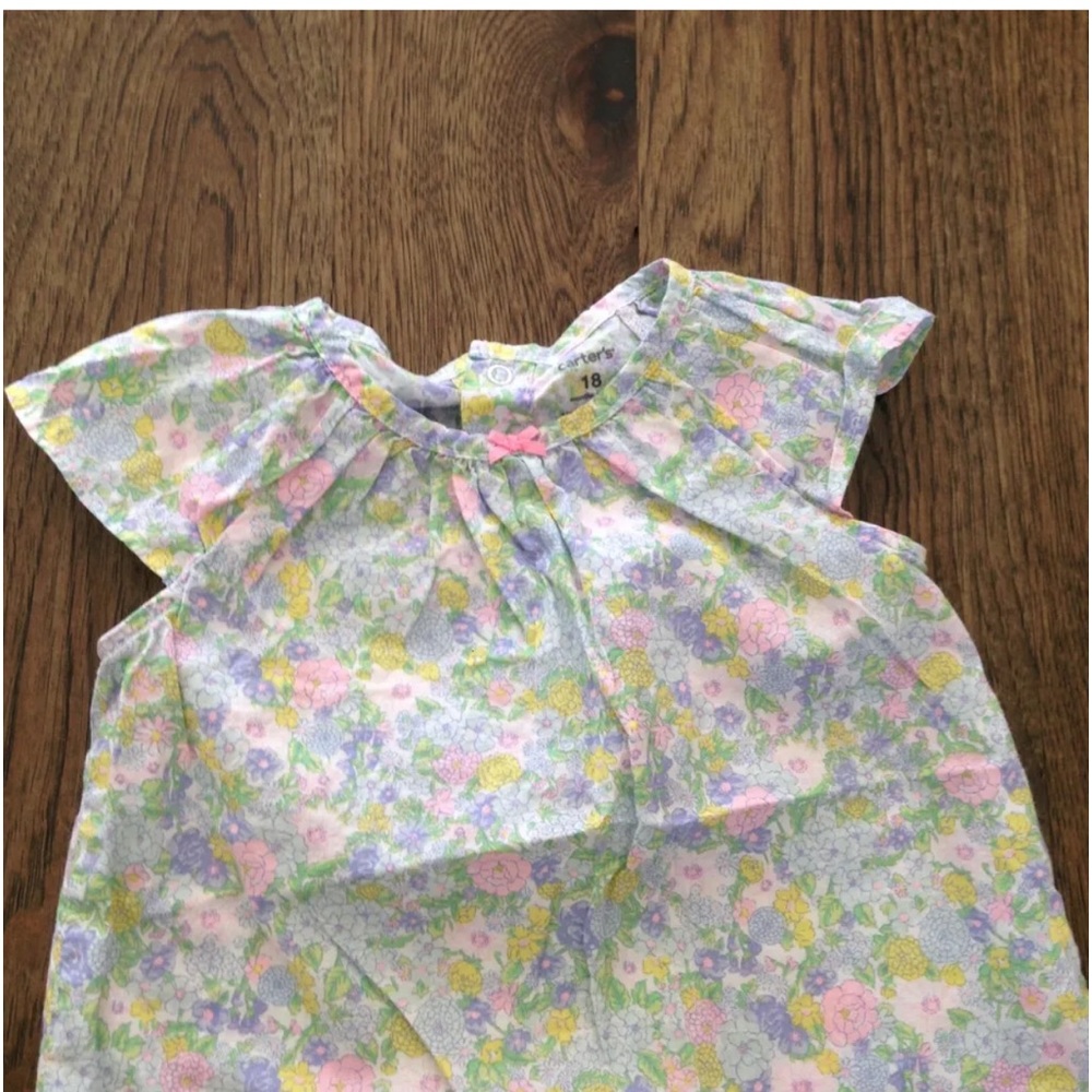 Carters pastel floral lightweight minimalist top with pink bow size 18M - Picture 11 of 11